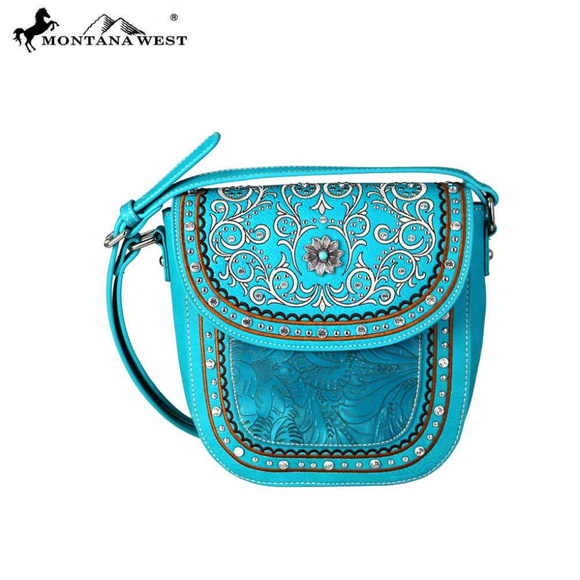 Montana West Handbags - Montana West Concho Collection Crossbody Bag Blue